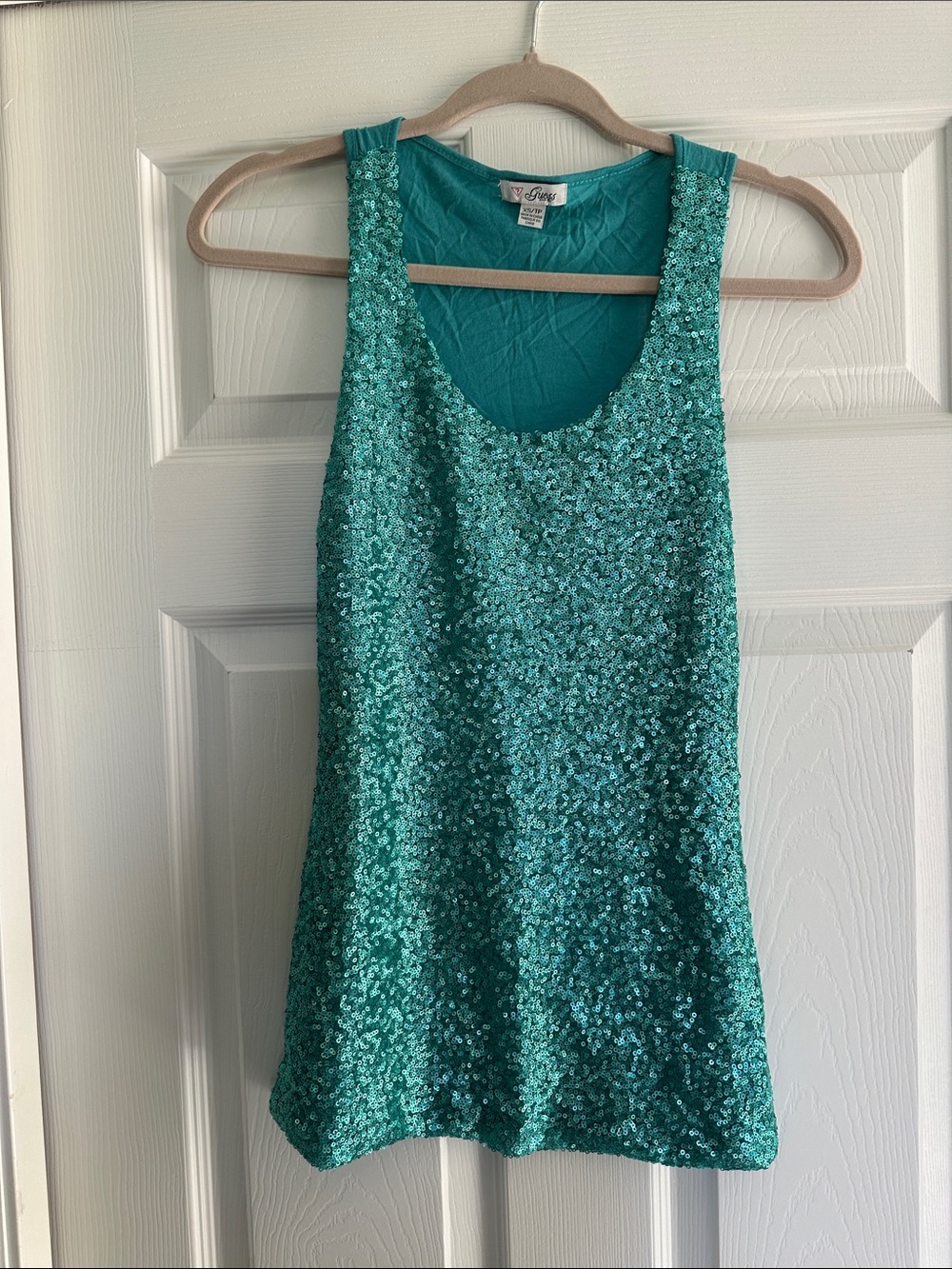 Guess Teal Sequin Tank Top